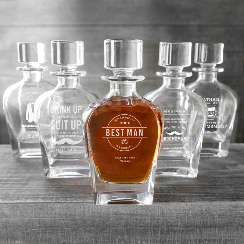Groomsmen Proposal Antique Whiskey Decanters Set of 5 -  - JDS