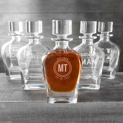 Personalized Groomsmen Designs Antique Whiskey Decanters - Set of 5 -  - JDS