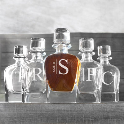 Set of 5 Groomsmen Personalized Antique Whiskey Decanters - Modern - JDS
