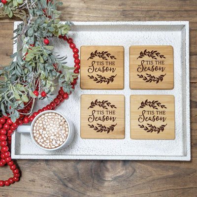 Personalized Merry Christmas Bamboo Coasters -  - Qualtry