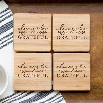 Personalized Thanksgiving Bamboo Coasters -  - Qualtry