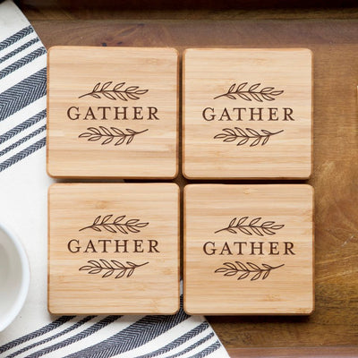 Personalized Thanksgiving Bamboo Coasters -  - Qualtry