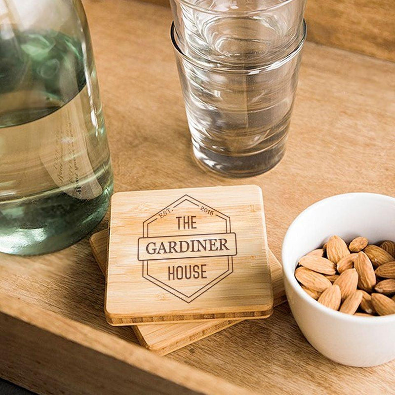 Personalized Man Cave Bamboo Coasters -  - Qualtry