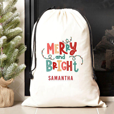 Personalized Merry and Bright Jumbo Santa Sacks -  - Qualtry