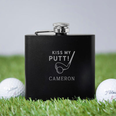 Personalized Black Golf Flasks - Set of 5 -  - JDS