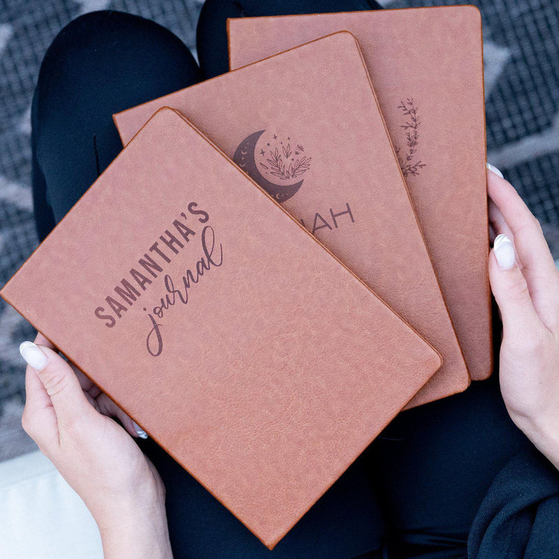 Personalized Brown Faux Leather Journals -  - JDS