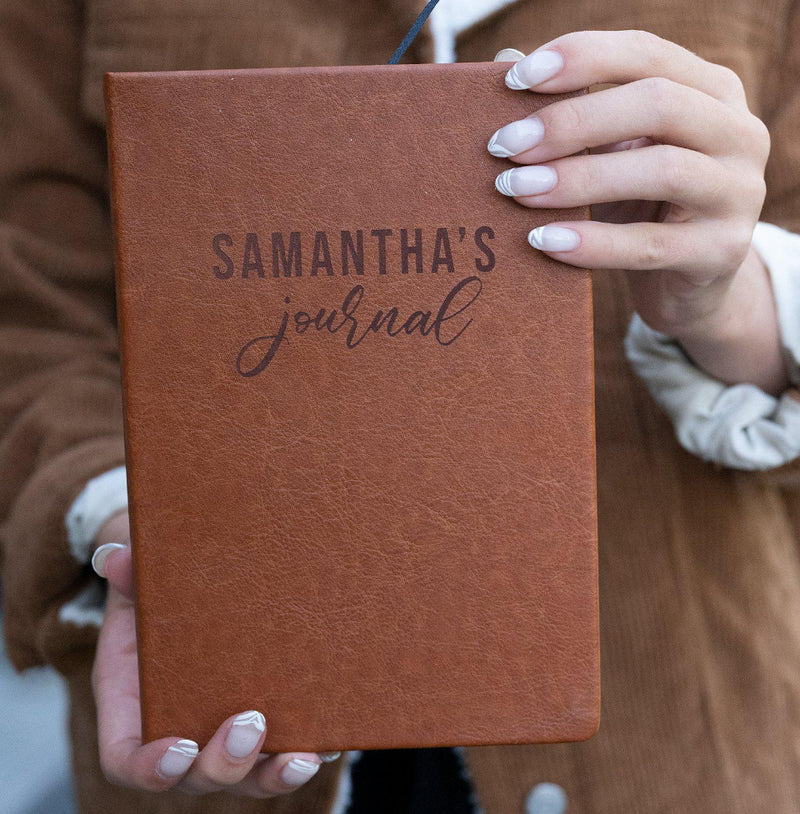 Personalized Brown Faux Leather Journals -  - JDS