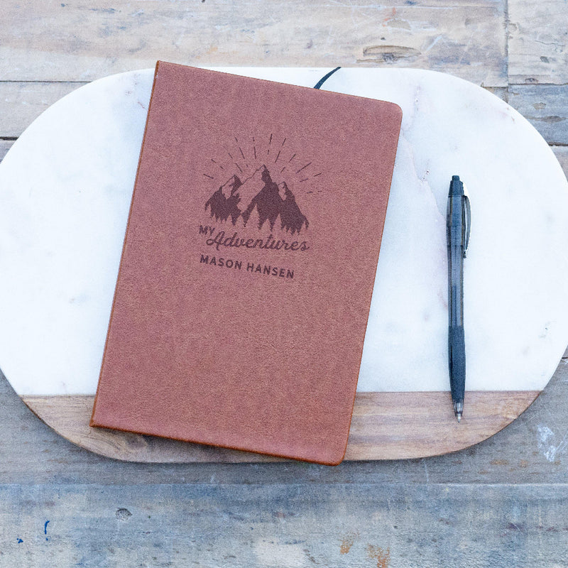 Personalized Brown Faux Leather Journals -  - JDS