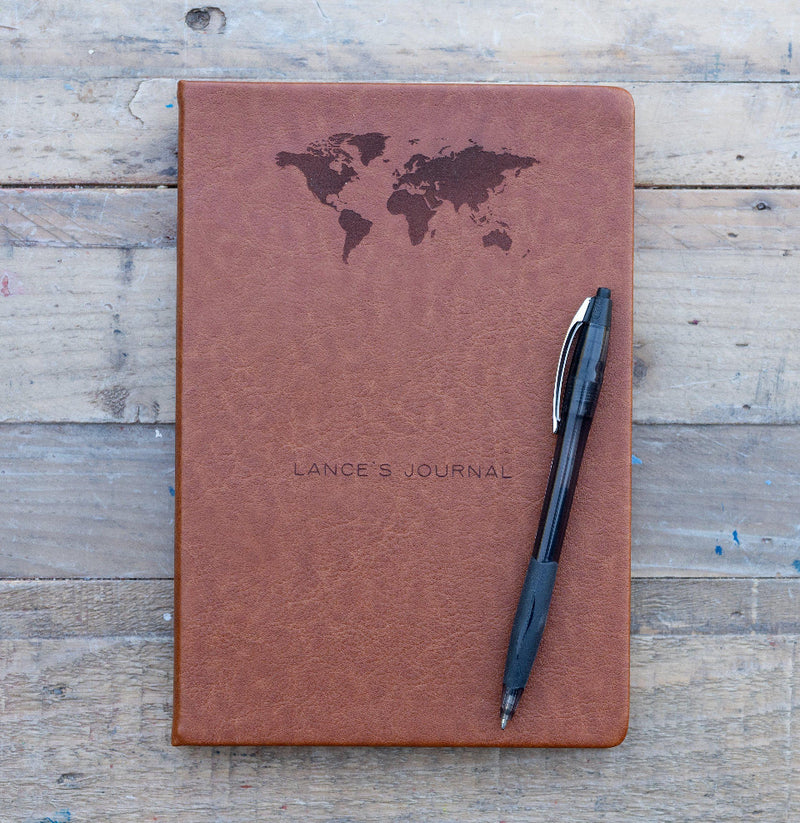 Personalized Brown Faux Leather Journals -  - JDS