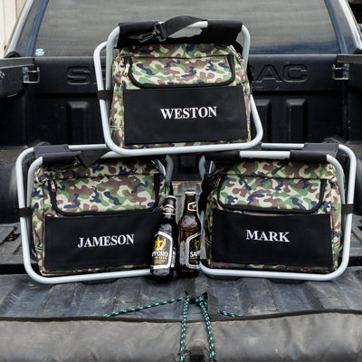 Personalized Set of 5 Camo Sit N' Sip Cooler Chairs -  - JDS