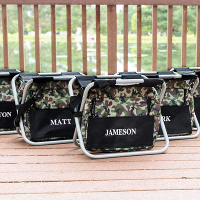 Personalized Set of 5 Camo Sit N' Sip Cooler Chairs -  - JDS