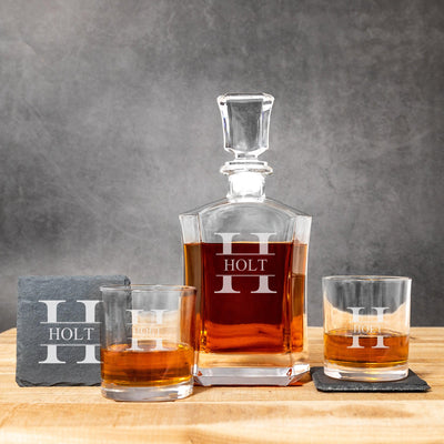 Personalized Decanter Set with Slate Coasters -  - JDS