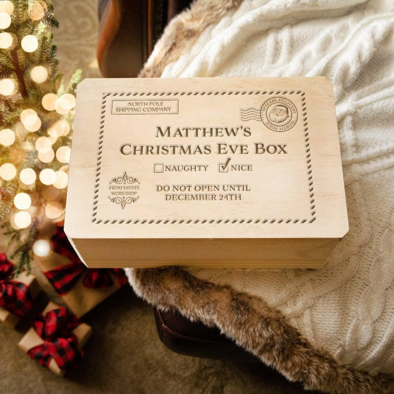Personalized Christmas Eve Pine Wooden Boxes -  - JDS