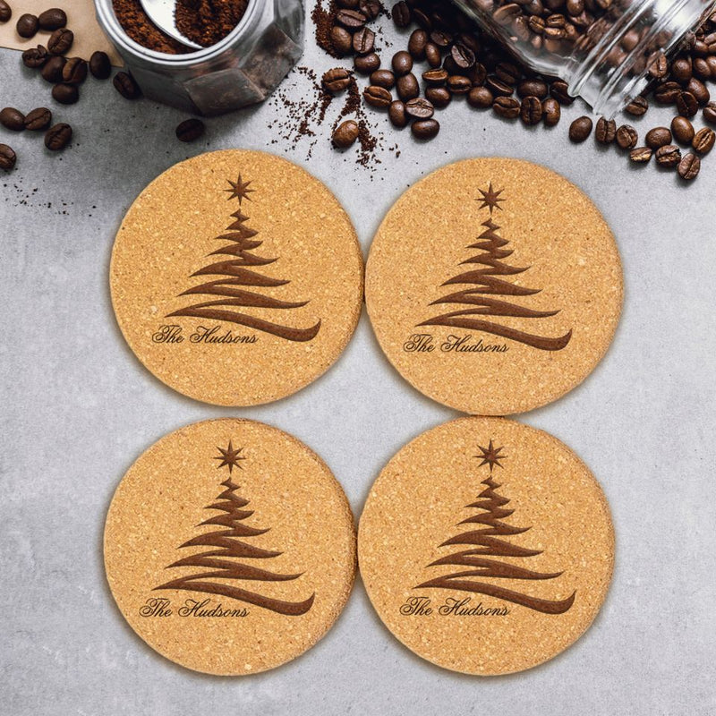 Personalized Christmas Cork Coasters -  - Qualtry