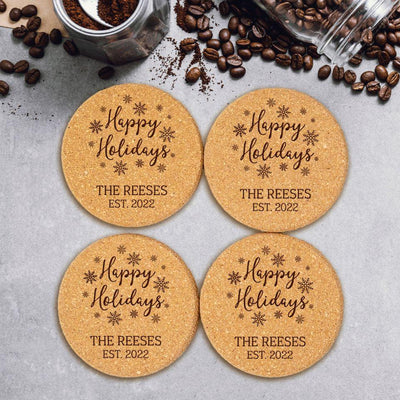 Personalized Christmas Cork Coasters -  - Qualtry