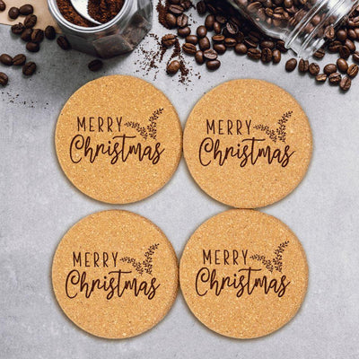 Personalized Christmas Cork Coasters -  - Qualtry