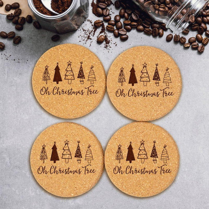 Personalized Christmas Cork Coasters -  - Qualtry