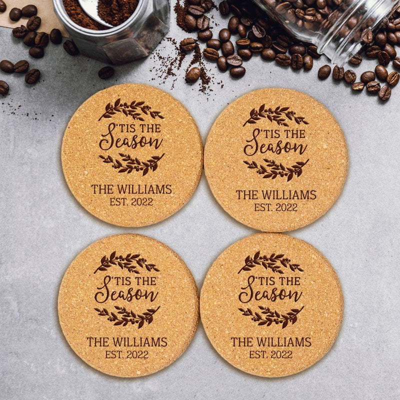 Personalized Christmas Cork Coasters -  - Qualtry