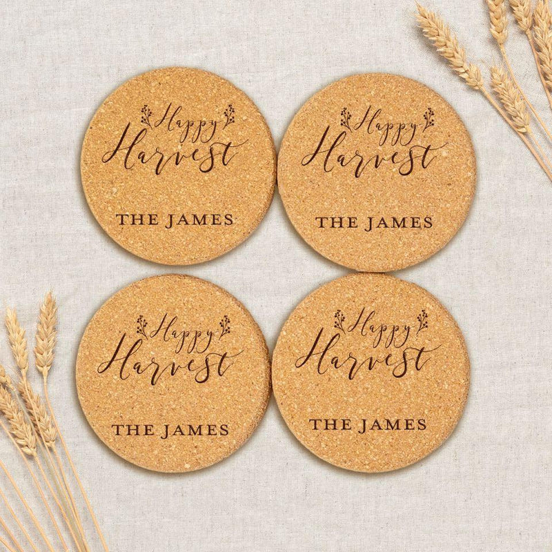 Personalized Fall Cork Coasters -  - Qualtry