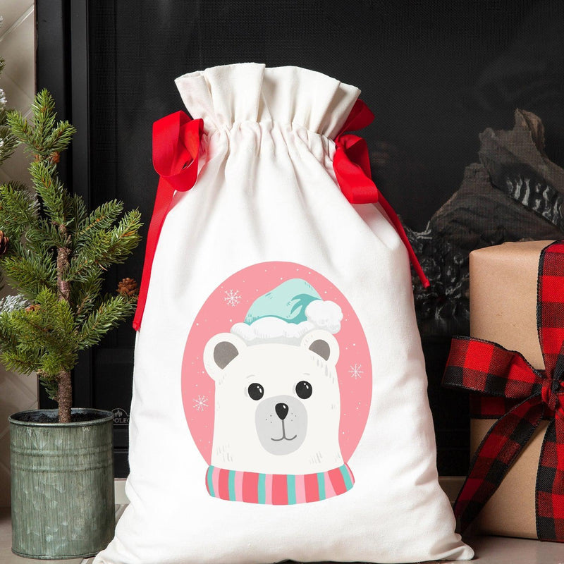 Personalized Drawstring Santa Gift Bags for Girls -  - Qualtry