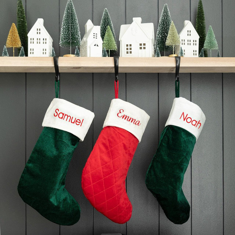 Personalized Velvet Christmas Stockings - Green - Qualtry