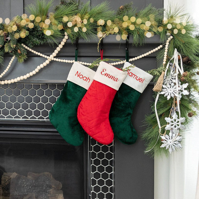 Personalized Velvet Christmas Stockings - Red - Qualtry