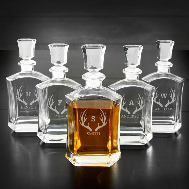 Groomsmen Gift Set of 5 Personalized Whiskey Decanters -  - JDS