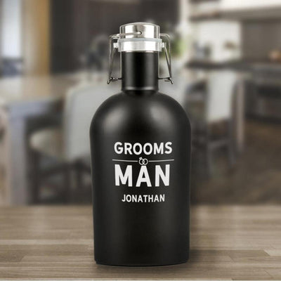 Personalized Groomsmen Matte Black Beer Growler -  - JDS