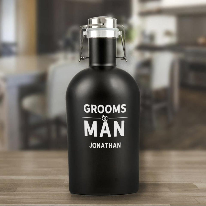 Personalized Groomsmen Matte Black Beer Growler -  - JDS
