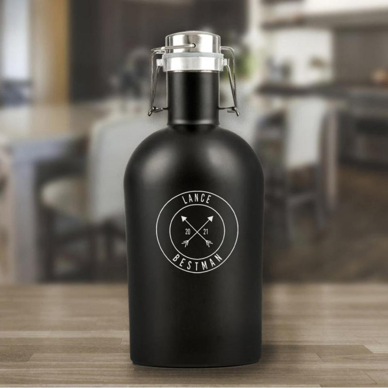 Personalized Best Man Matte Black Beer Growler -  - JDS