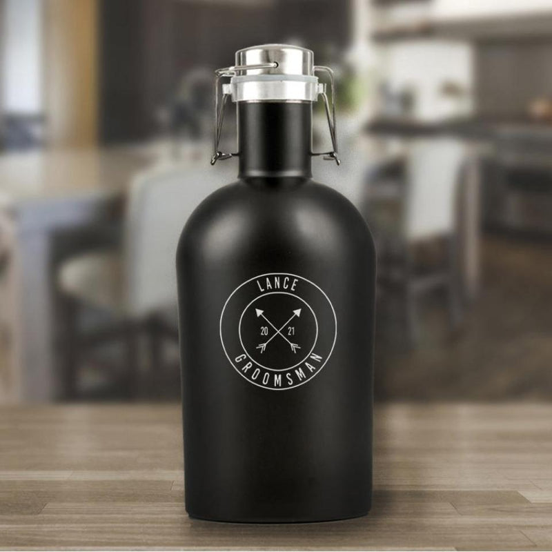 Personalized Groomsmen Matte Black Beer Growler -  - JDS