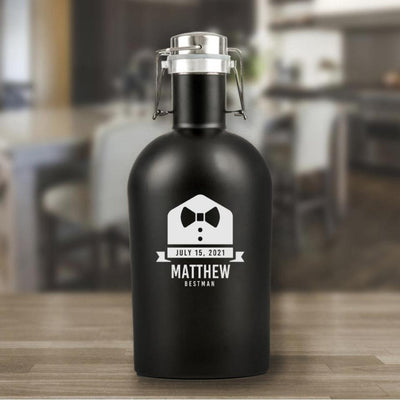 Personalized Best Man Matte Black Beer Growler -  - JDS
