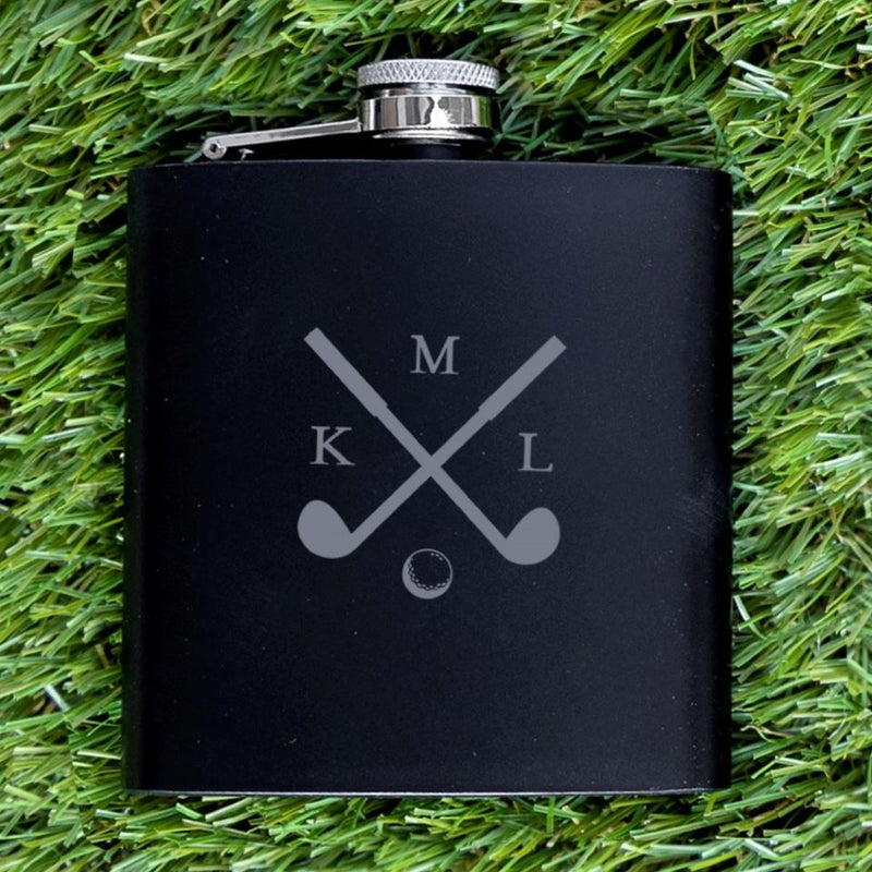 Personalized Black Golf Flasks - Set of 5 - Golf Clubs - JDS