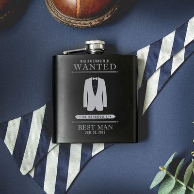 Personalized Groomsmen Proposal Black Matte Flask -  - JDS