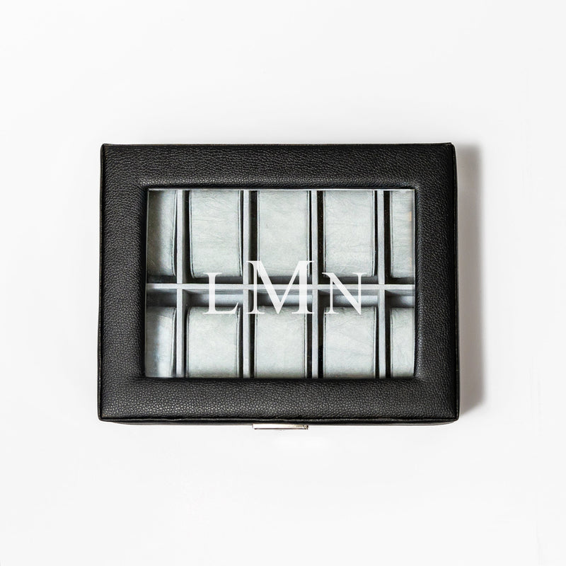 Personalized Black Leather Watch Box -  - JDS