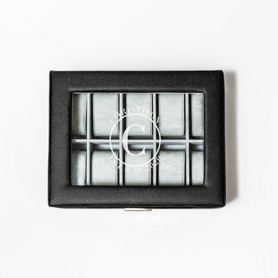 Personalized Black Leather Watch Box -  - JDS