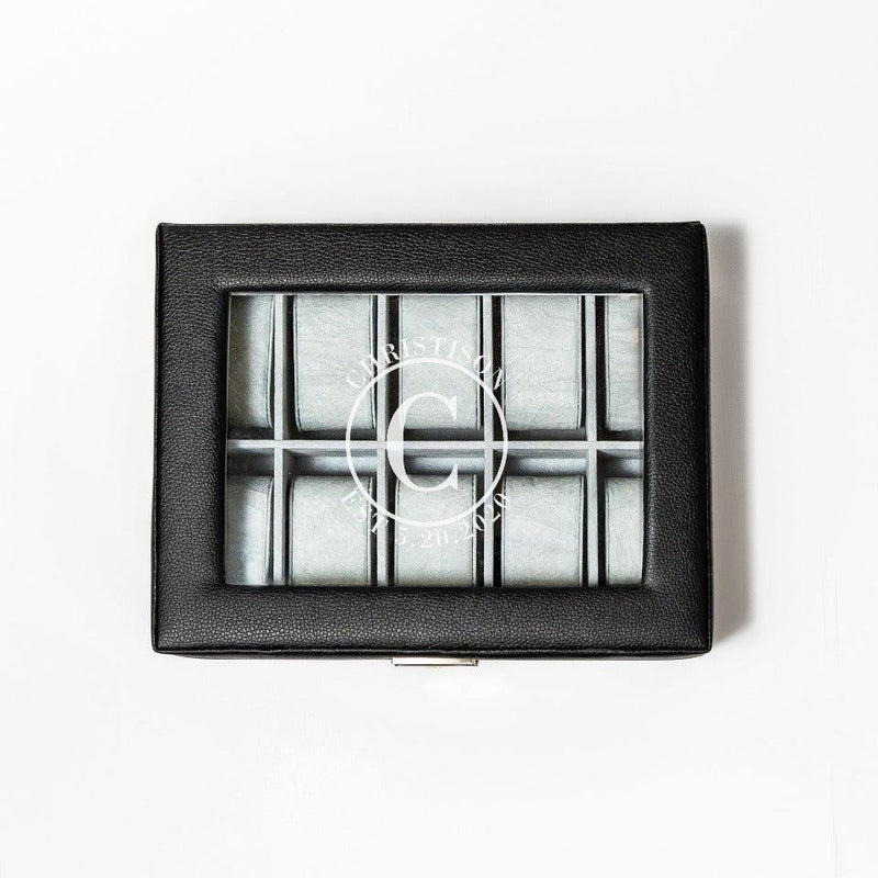 Personalized Black Leather Watch Box -  - JDS