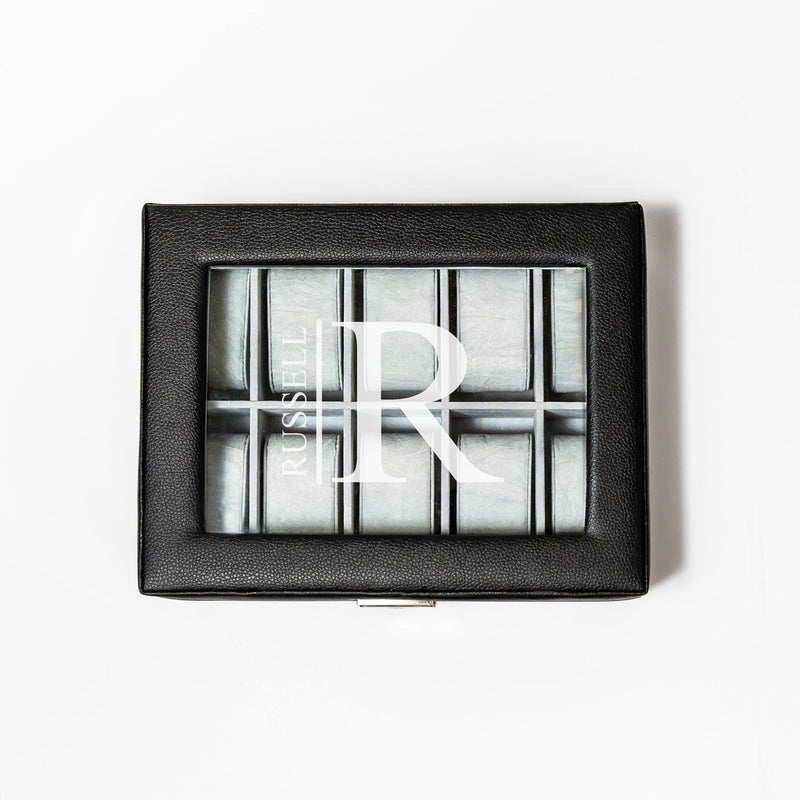 Personalized Black Leather Watch Box -  - JDS