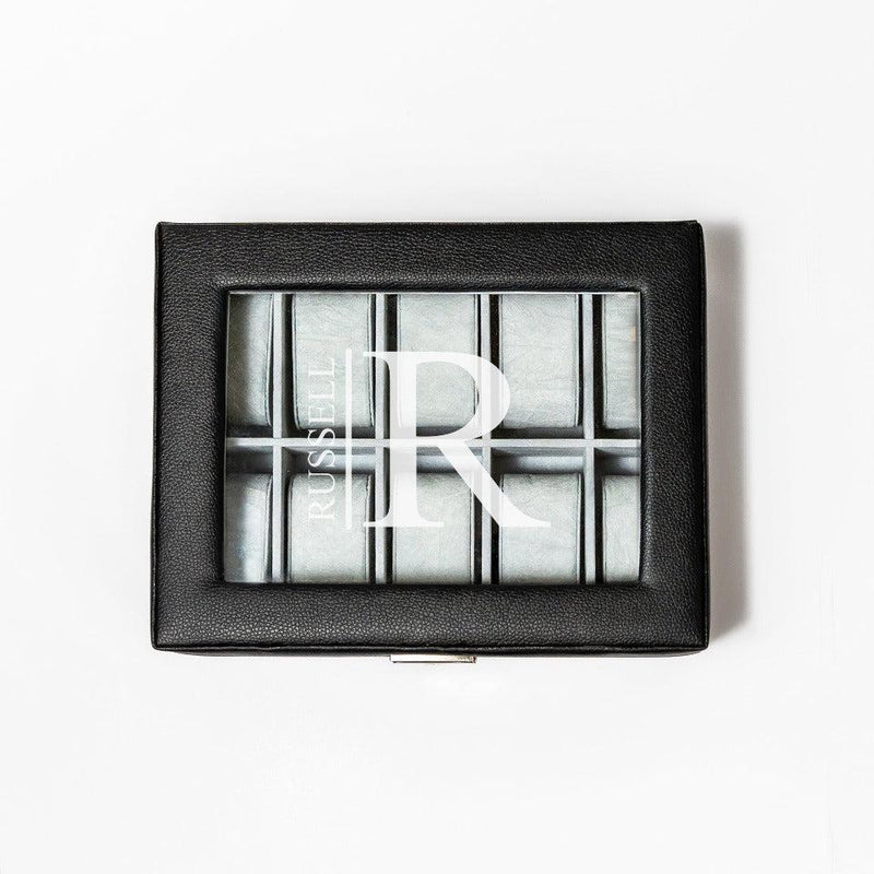 Personalized Black Leather Watch Box -  - JDS