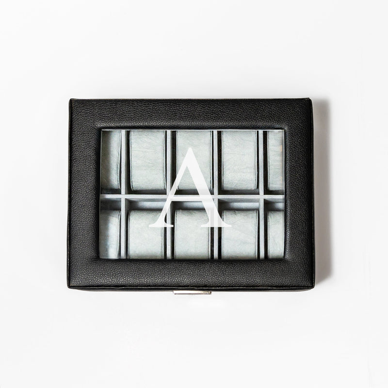 Personalized Black Leather Watch Box -  - JDS