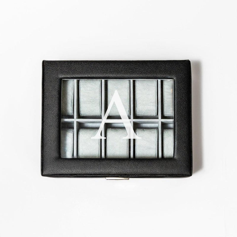 Personalized Black Leather Watch Box -  - JDS