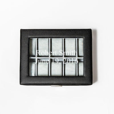 Personalized Black Leather Watch Box -  - JDS