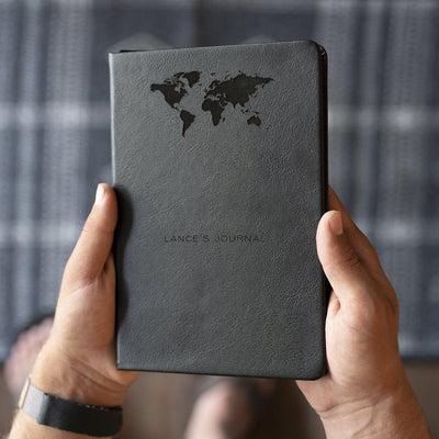 Personalized Black Faux Leather Journals -  - JDS