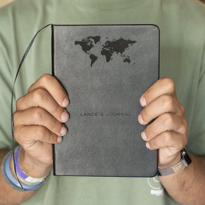 Personalized Black Faux Leather Journals -  - JDS
