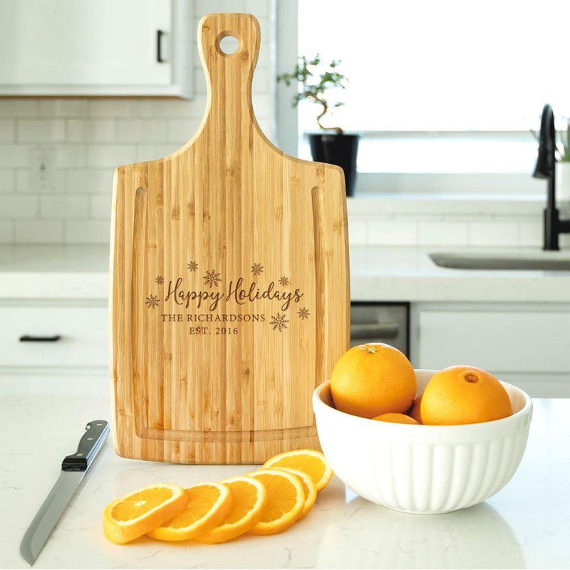 Personalized Large Handled Cutting Board with Juice Grooves - Holiday Collection -  - Qualtry