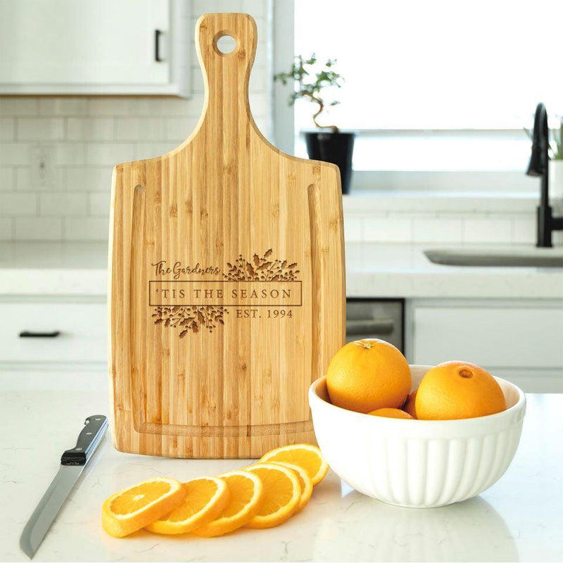 Personalized Large Handled Cutting Board with Juice Grooves - Holiday Collection -  - Qualtry