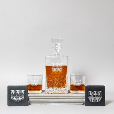 Personalized Kinsale Decanter Set with Slate Coasters -  - JDS