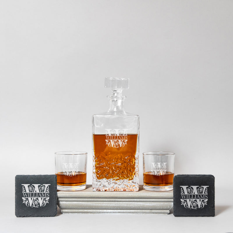 Personalized Kinsale Decanter Set with Slate Coasters -  - JDS