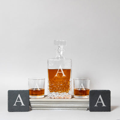 Personalized Kinsale Decanter Set with Slate Coasters -  - JDS