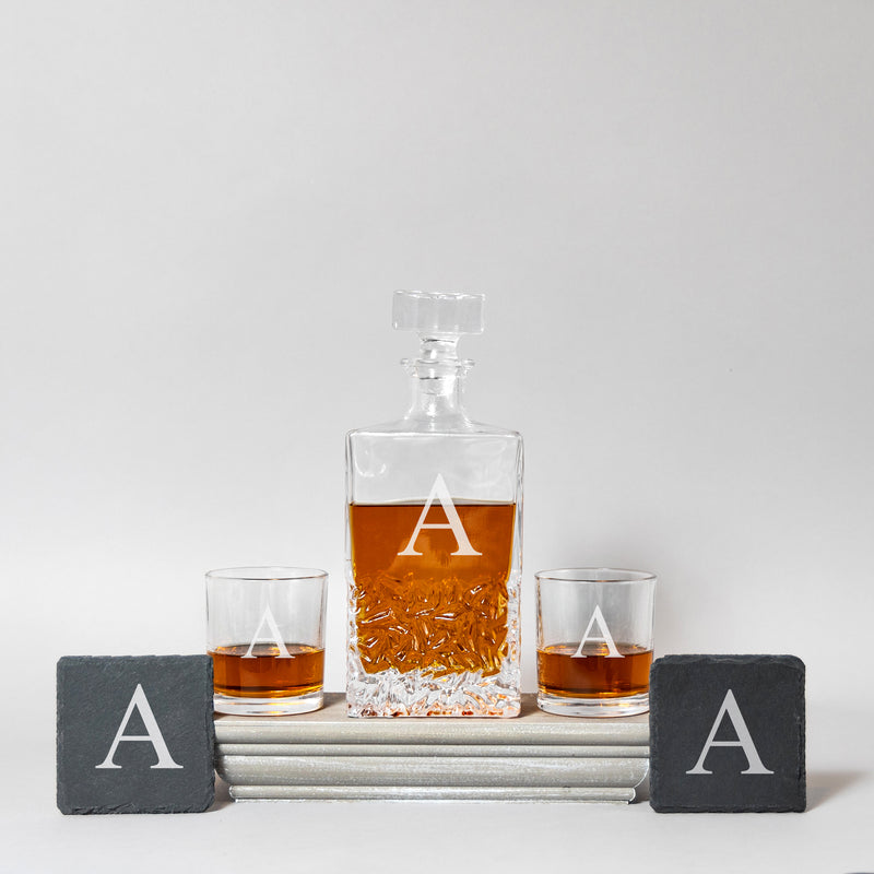 Personalized Kinsale Decanter Set with Slate Coasters -  - JDS